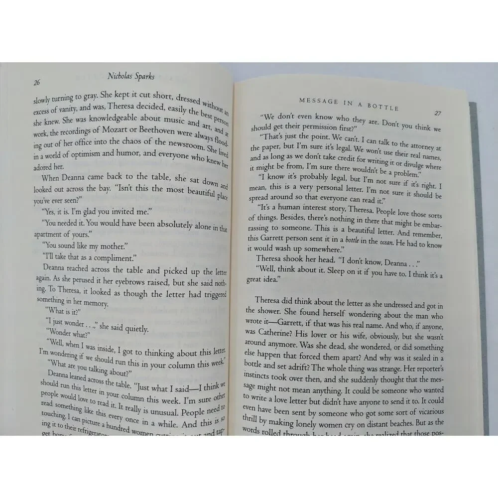 Message In A Bottle By Nicholas Sparks Romance Novel First Printing Vintage 1998